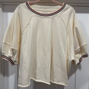 BUCKETLIST Cream Top with Striped Collar